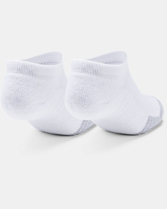 Paquete de 3 calcetines HeatGear® No Show para niños, White, pdpMainDesktop image number 2